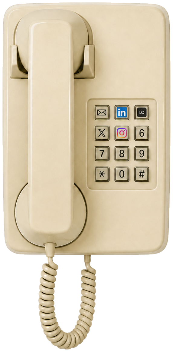 Cream vintage wall telephone with a keypad of contact buttons